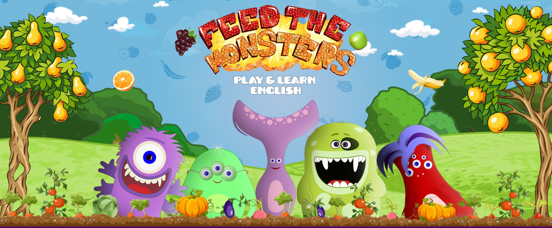 Feed the monsters. English for kids